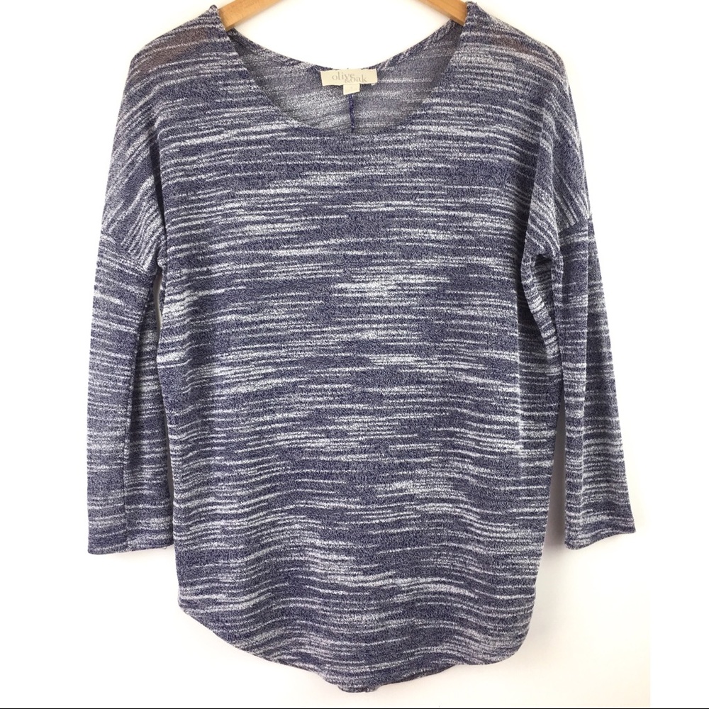 Olive & Oak Blue Dolman 3/4 Sleeve Top Sz Small